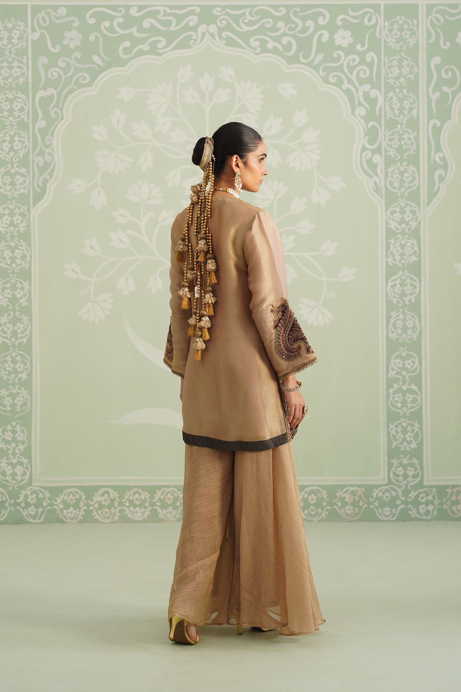 Lamhe Satin Shimmer Embroidered Matching Set - Neetika Chopra