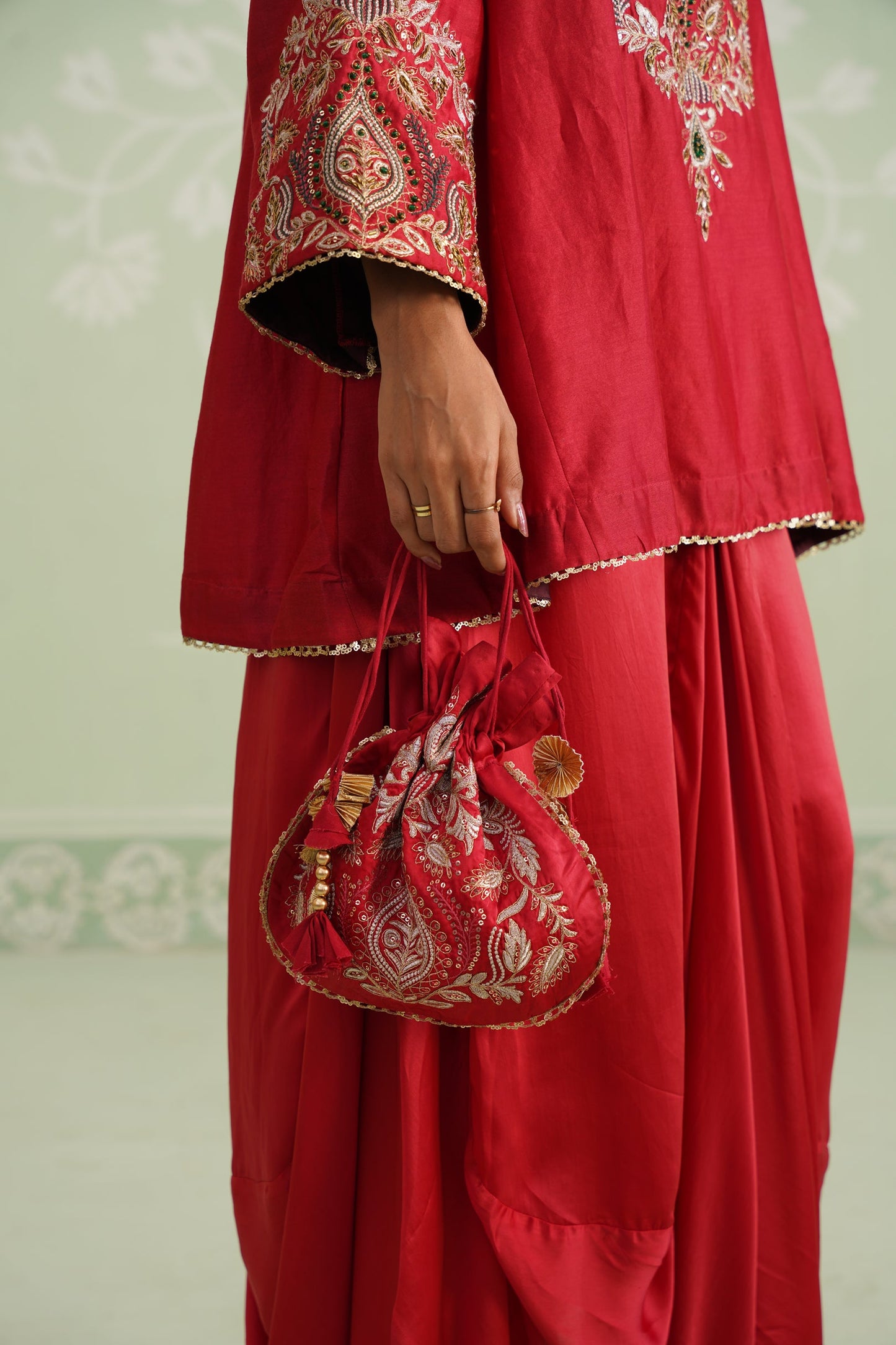 Mina Chanderi Satin Embroidered Matching Set - Neetika Chopra