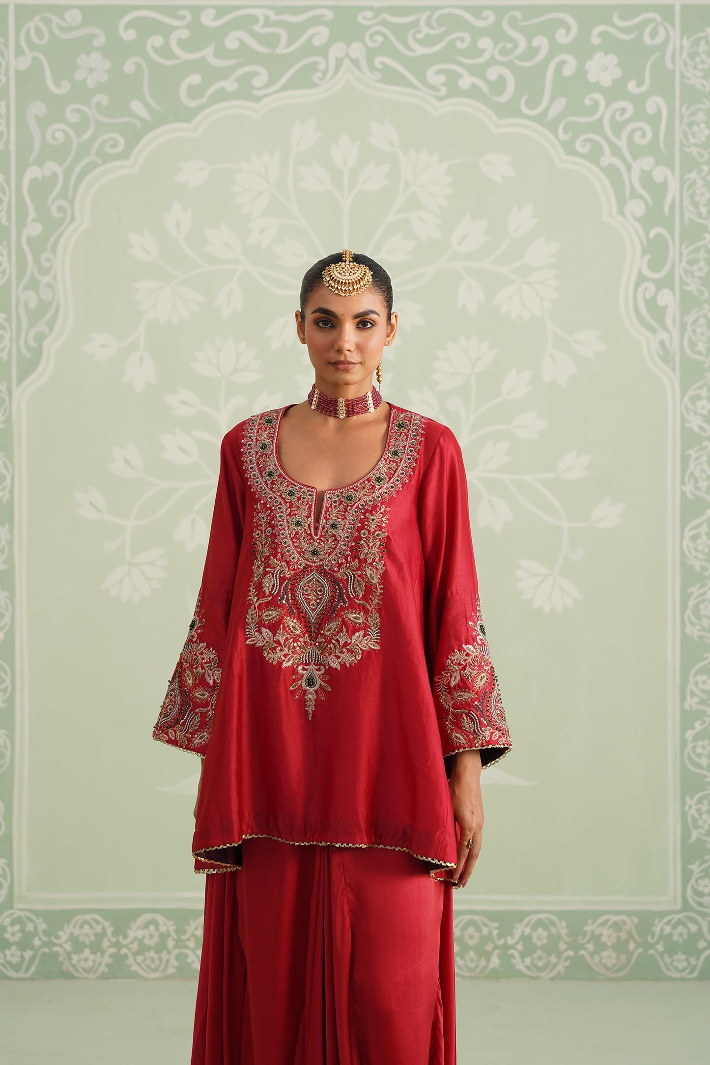 Mina Chanderi Satin Embroidered Matching Set - Neetika Chopra
