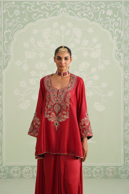 Mina Chanderi Satin Embroidered Matching Set - Neetika Chopra