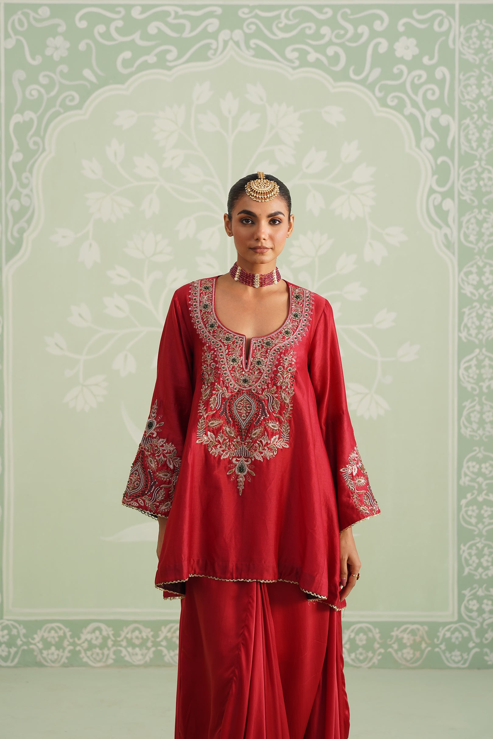 Mina Chanderi Satin Embroidered Matching Set - Neetika Chopra