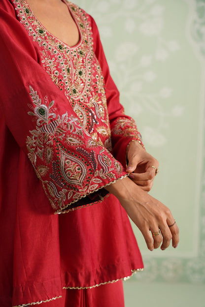 Mina Chanderi Satin Embroidered Matching Set - Neetika Chopra