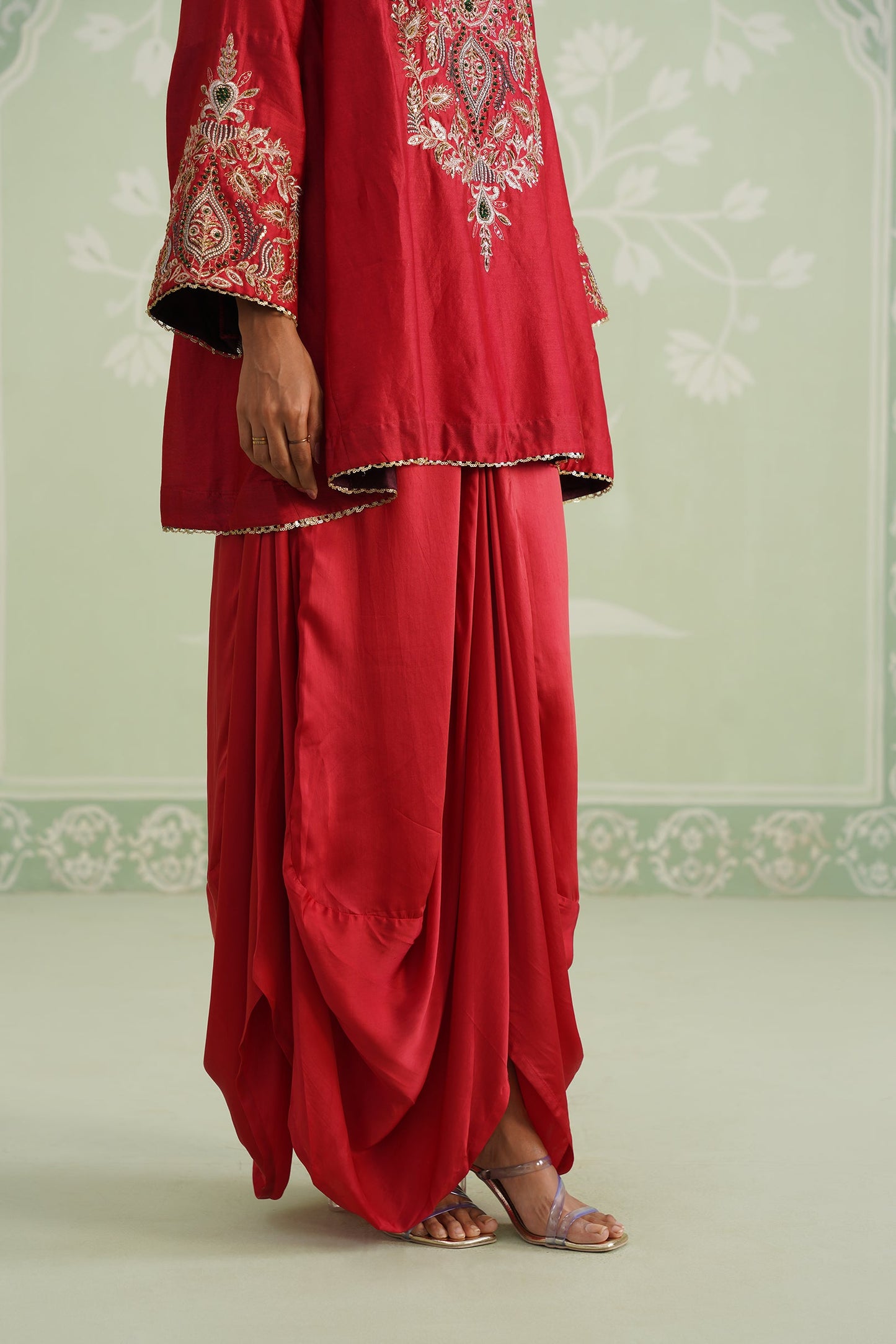Mina Chanderi Satin Embroidered Matching Set - Neetika Chopra