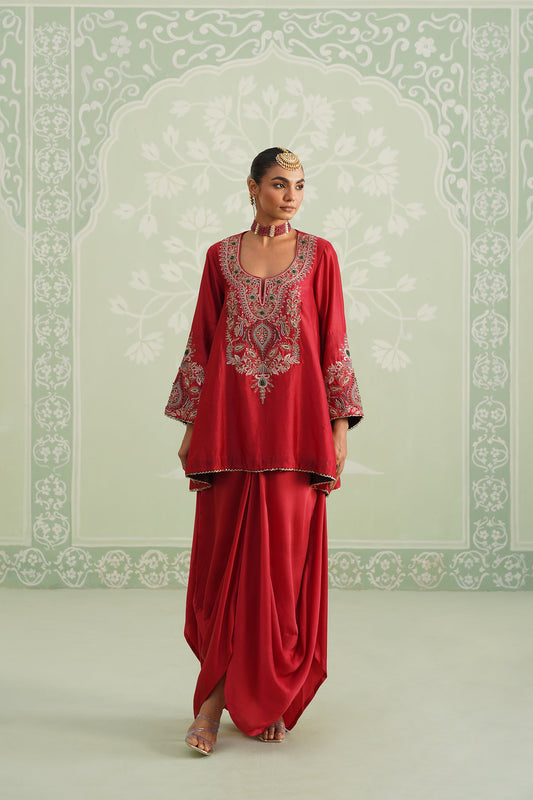 Mina Chanderi Satin Embroidered Matching Set - Neetika Chopra