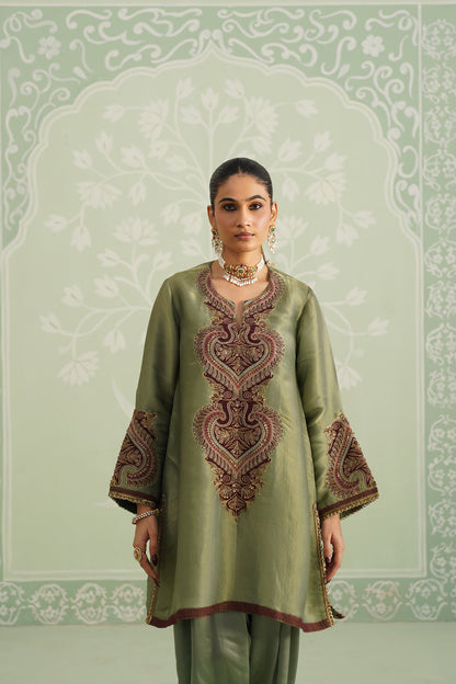 Chitvan Shimmer Satin Embroidered Matching Set - Neetika Chopra