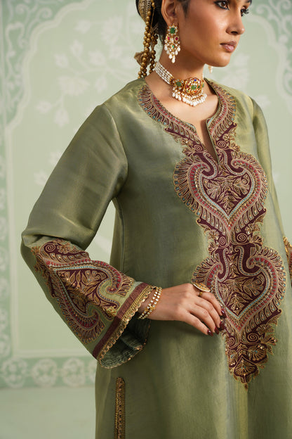 Chitvan Shimmer Satin Embroidered Matching Set - Neetika Chopra