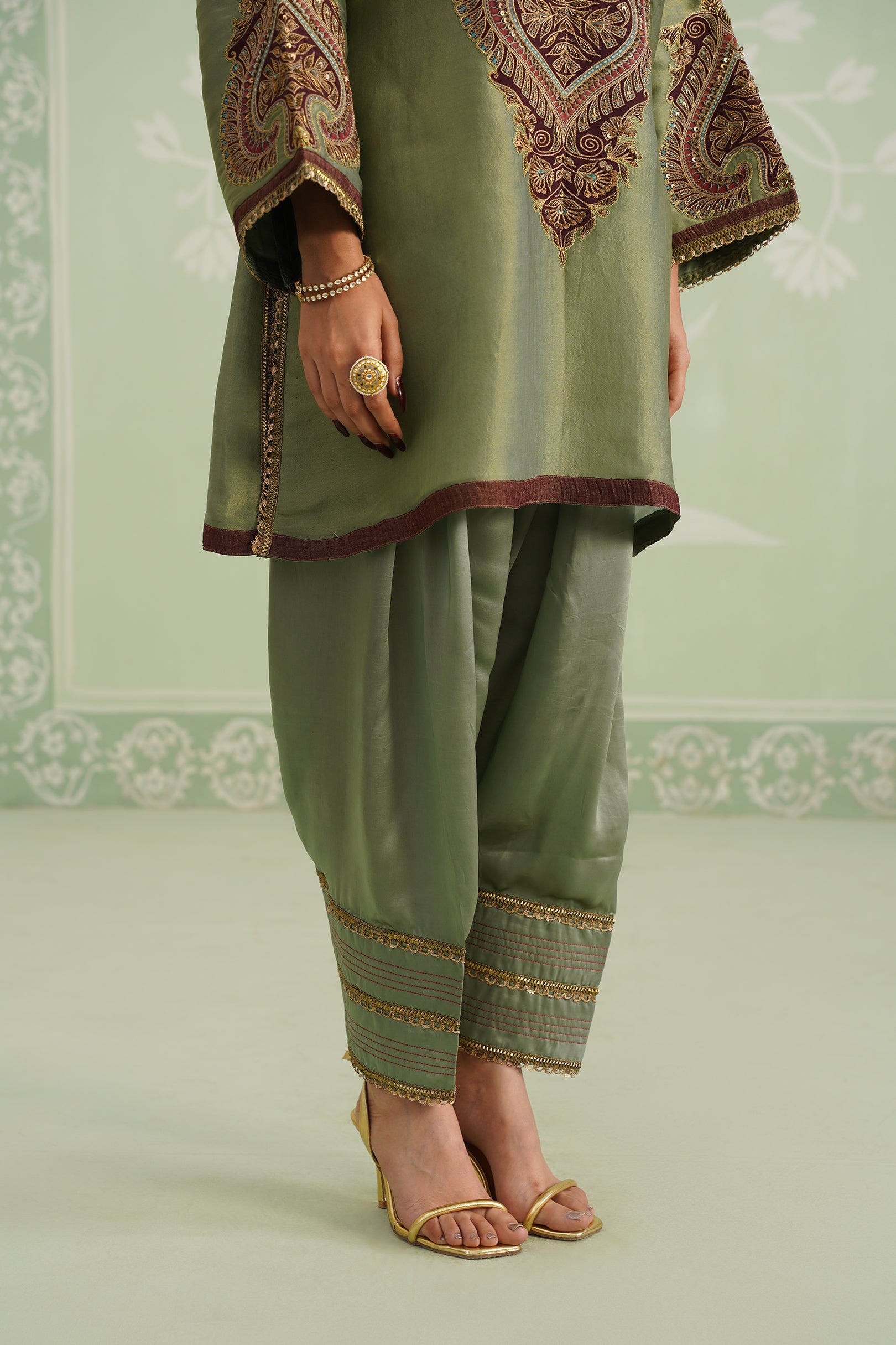 Chitvan Shimmer Satin Embroidered Matching Set - Neetika Chopra