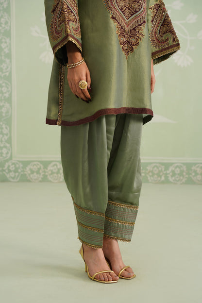 Chitvan Shimmer Satin Embroidered Matching Set - Neetika Chopra