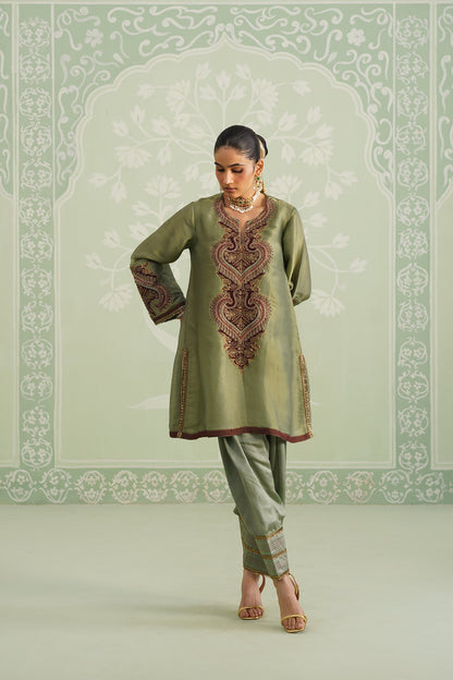 Chitvan Shimmer Satin Embroidered Matching Set - Neetika Chopra