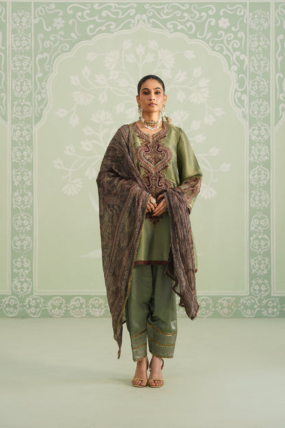 Chitvan Shimmer Satin Embroidered Matching Set - Neetika Chopra