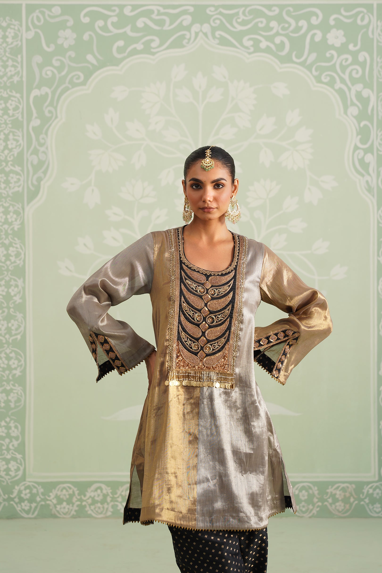 Anam Tissue Satin Embroidered Matching Set - Neetika Chopra