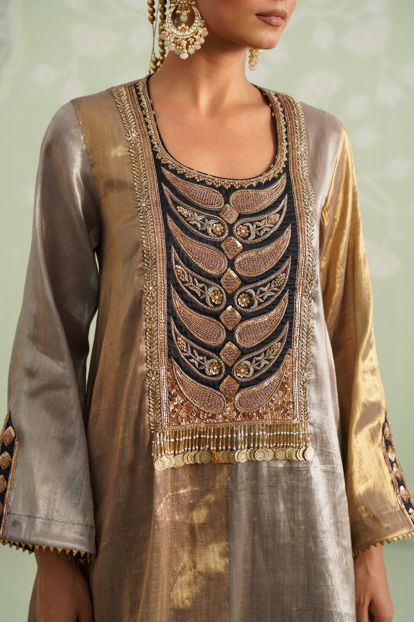 Anam Tissue Satin Embroidered Matching Set - Neetika Chopra