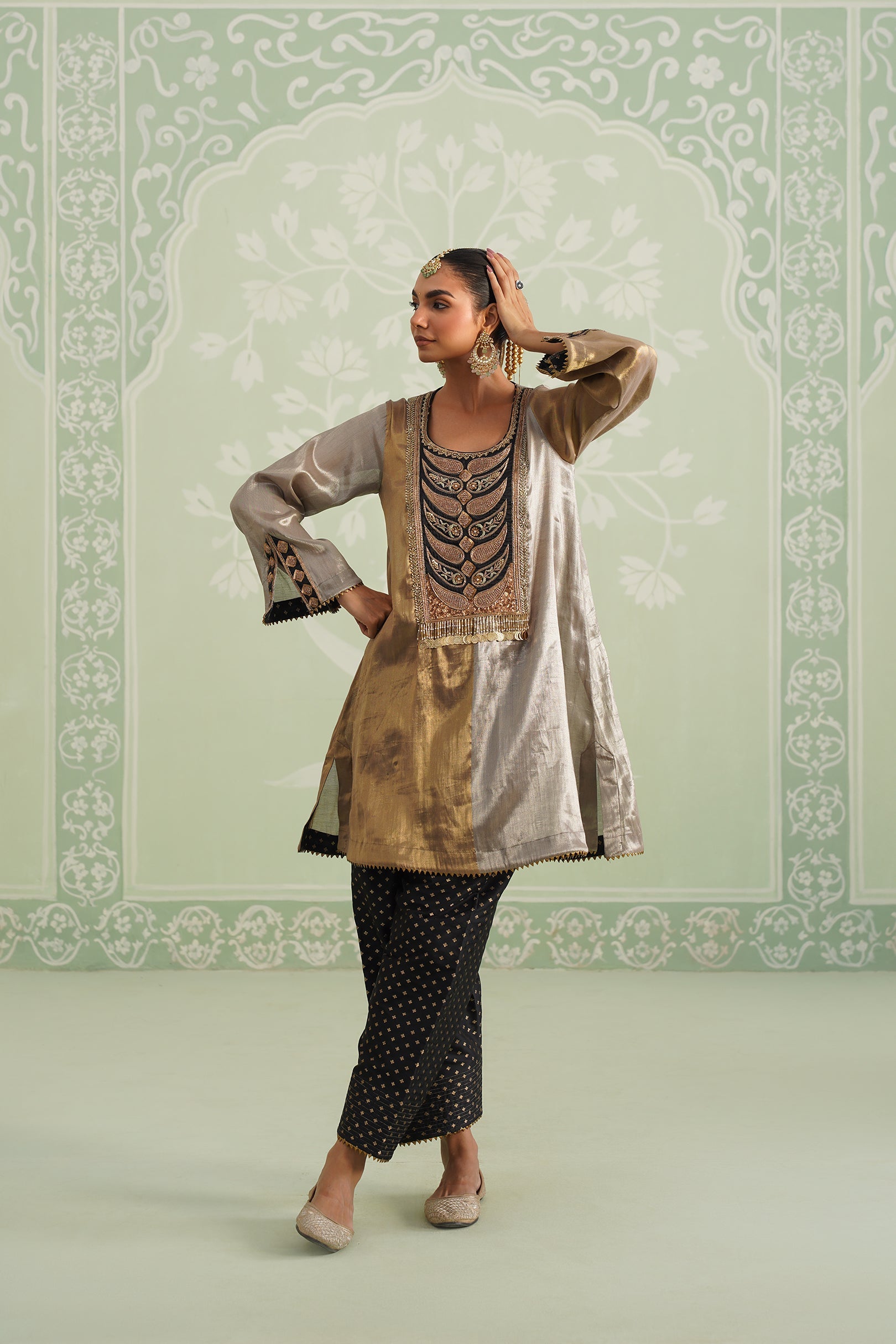 Anam Tissue Satin Embroidered Matching Set - Neetika Chopra