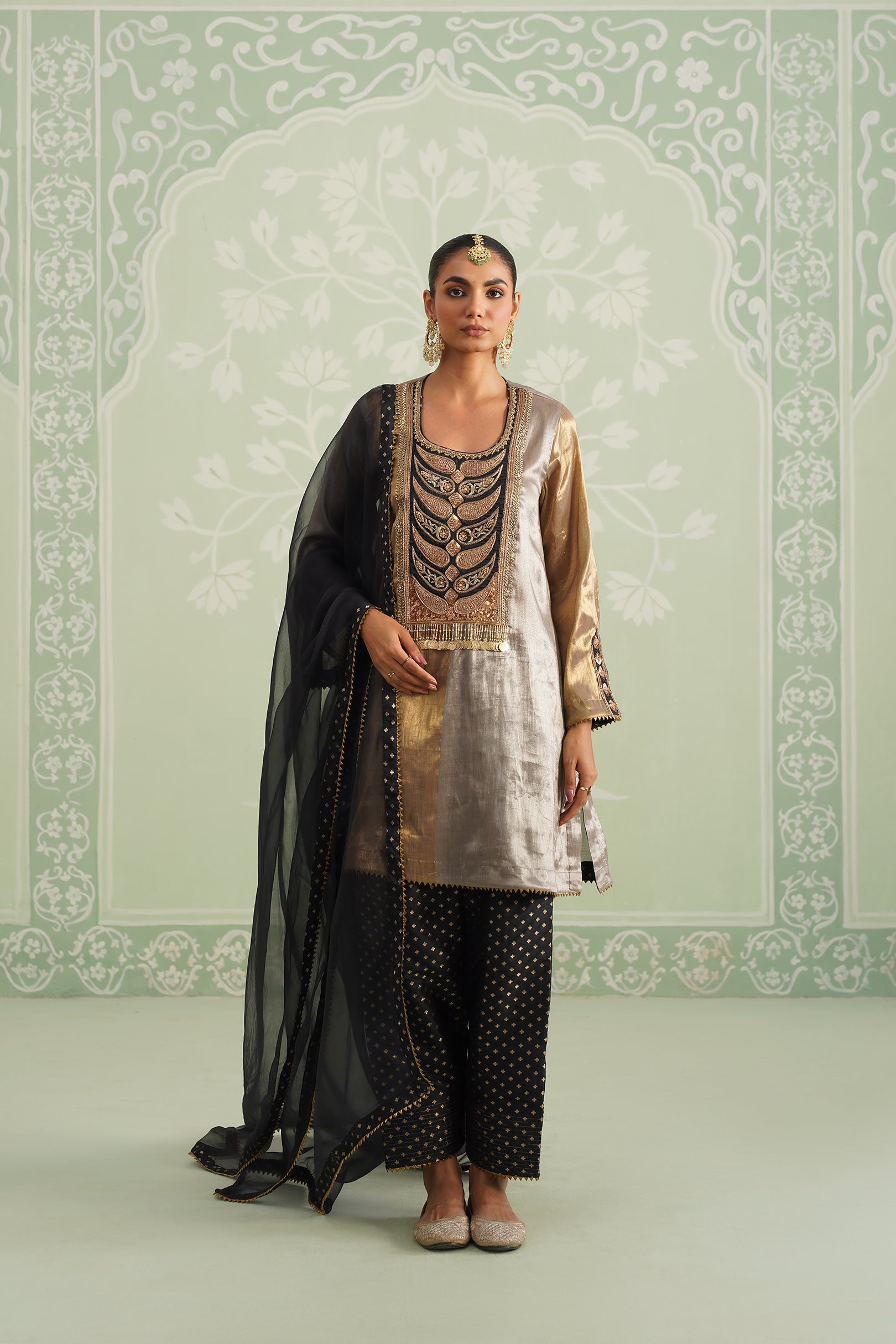 Anam Tissue Satin Embroidered Matching Set - Neetika Chopra