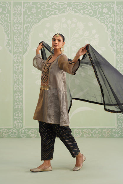 Anam Tissue Satin Embroidered Matching Set - Neetika Chopra