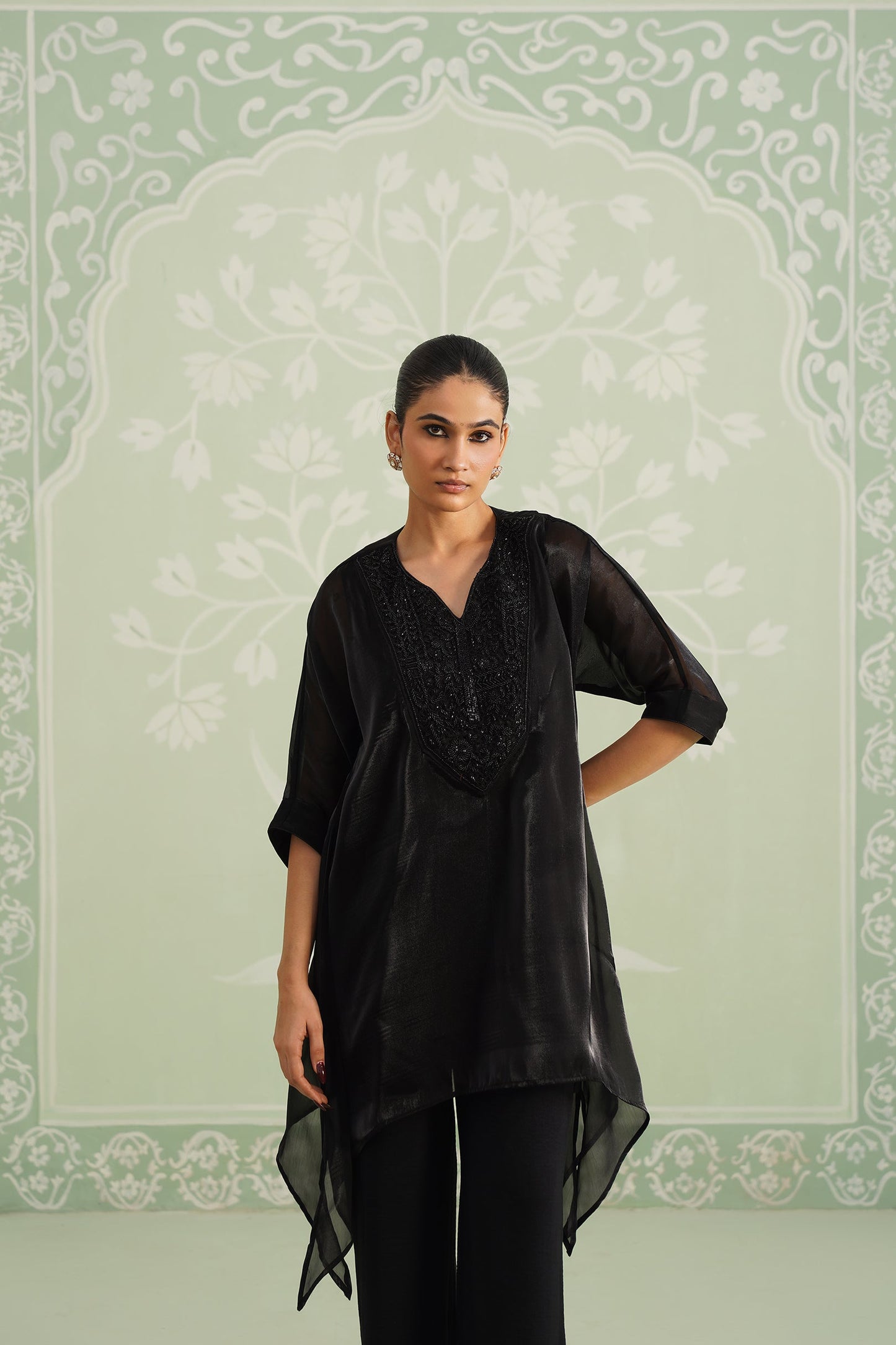 Kajal Shimmer Organza Hand Embroidered Matching Set - Neetika Chopra