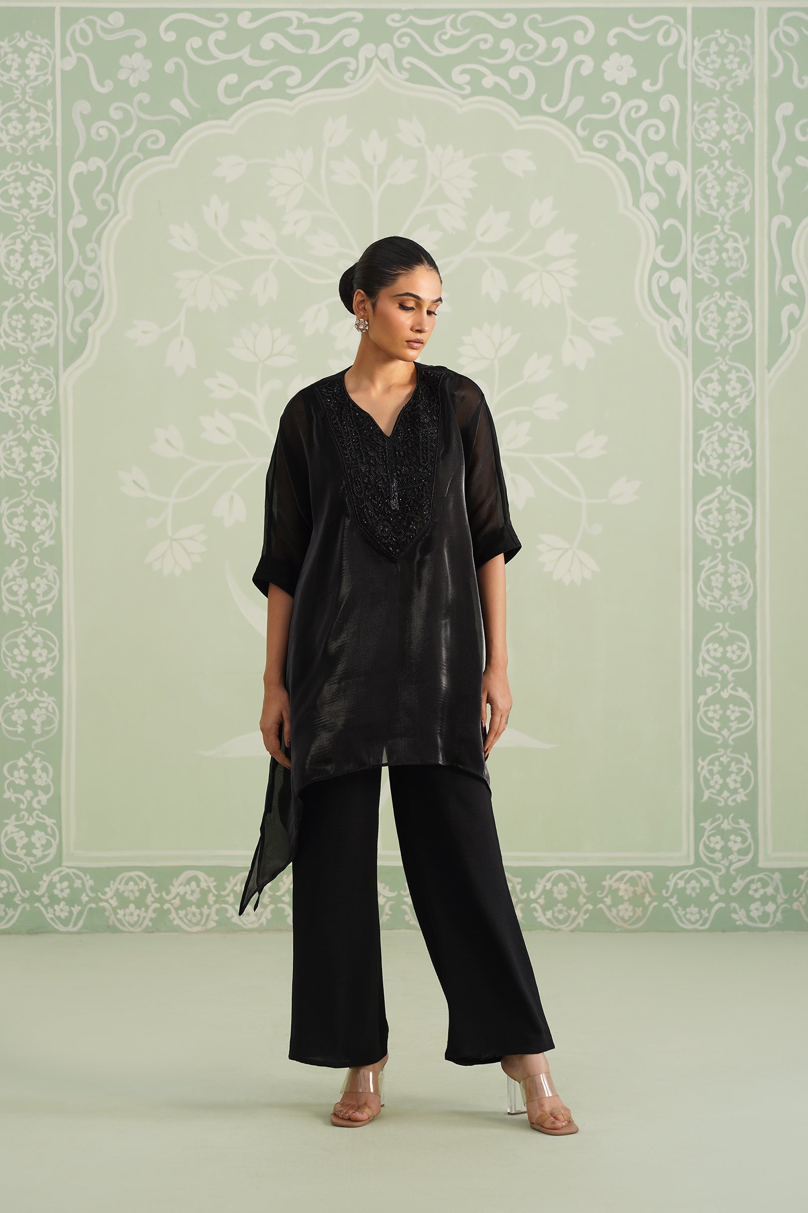 Kajal Shimmer Organza Hand Embroidered Matching Set - Neetika Chopra