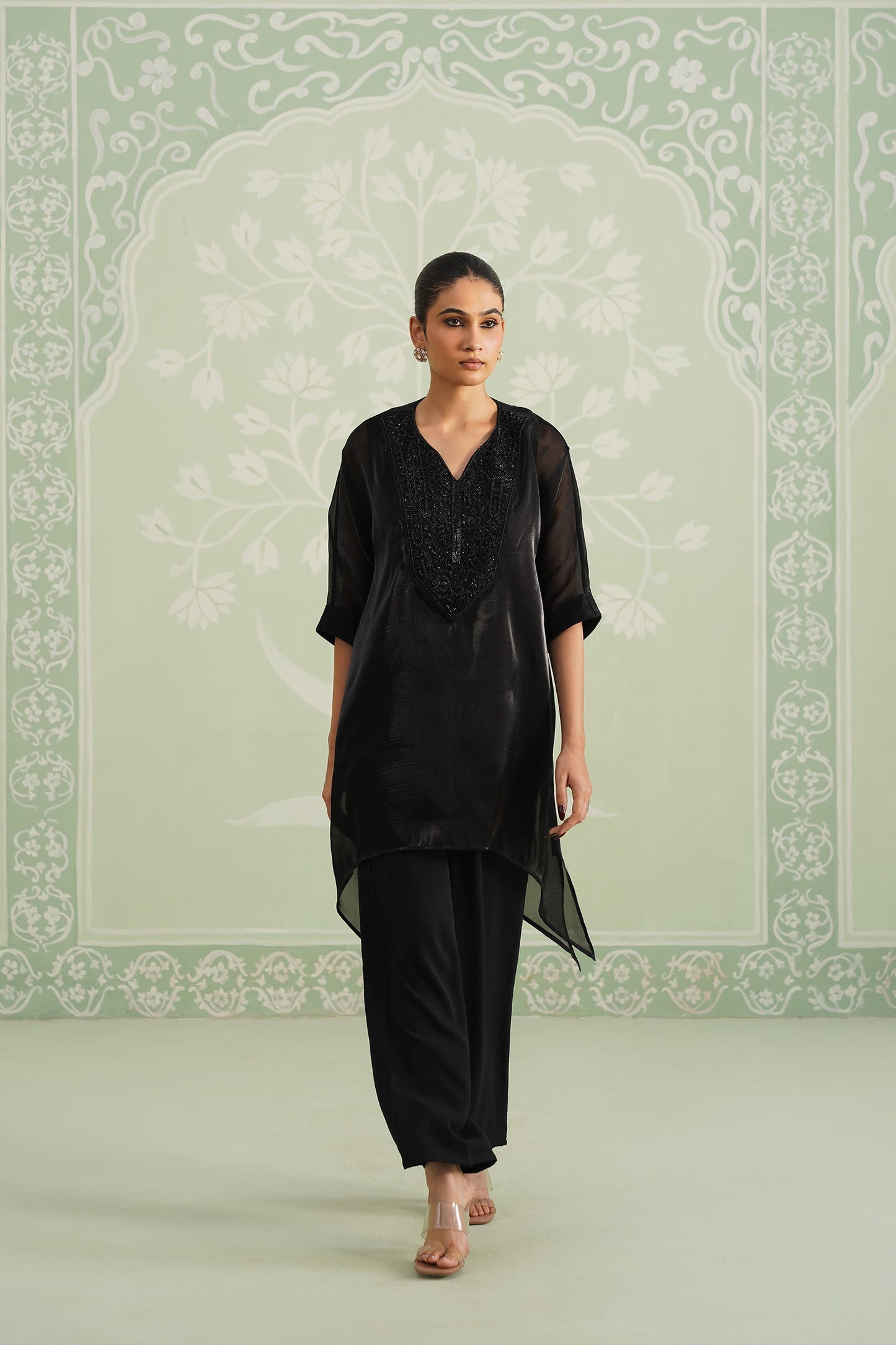 Kajal Shimmer Organza Hand Embroidered Matching Set - Neetika Chopra