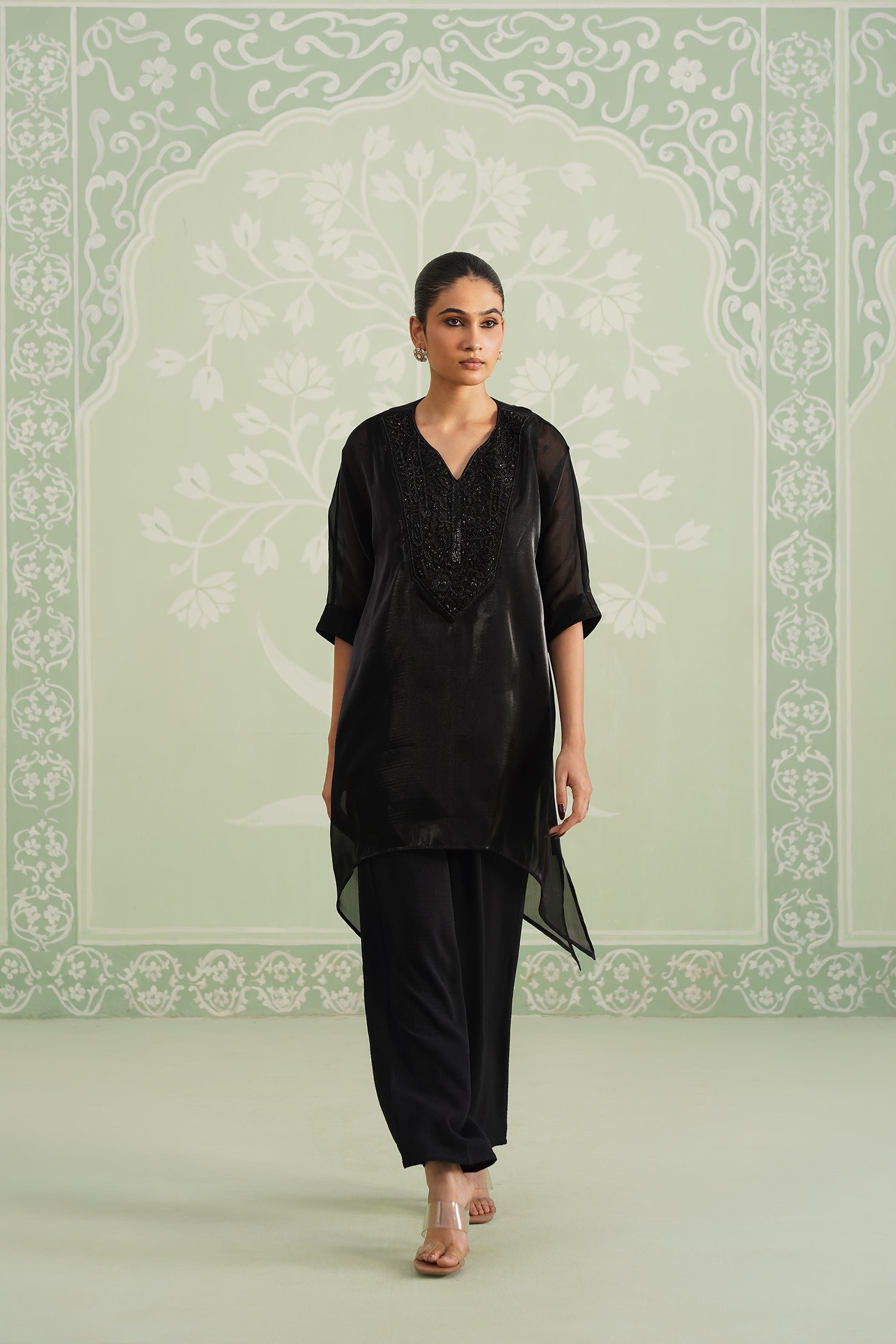 Kajal Shimmer Organza Hand Embroidered Matching Set - Neetika Chopra