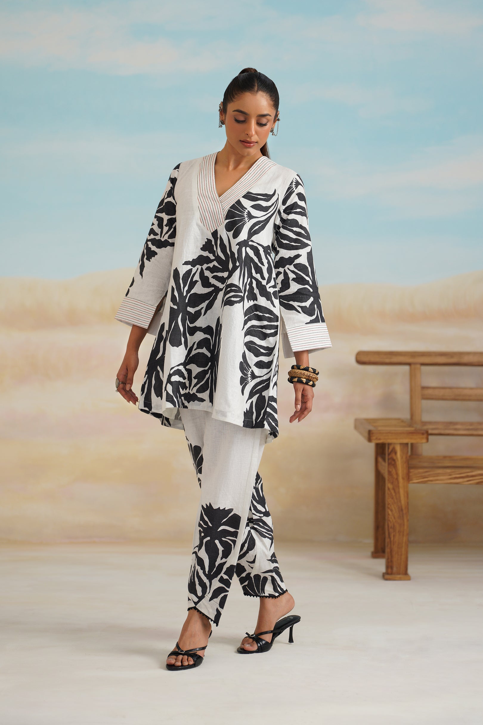 Tia Pure Linen Printed Matching Set - Neetika Chopra