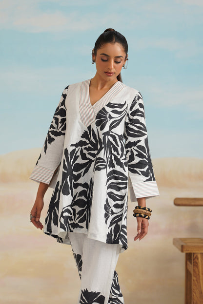 Tia Pure Linen Printed Top - Neetika Chopra