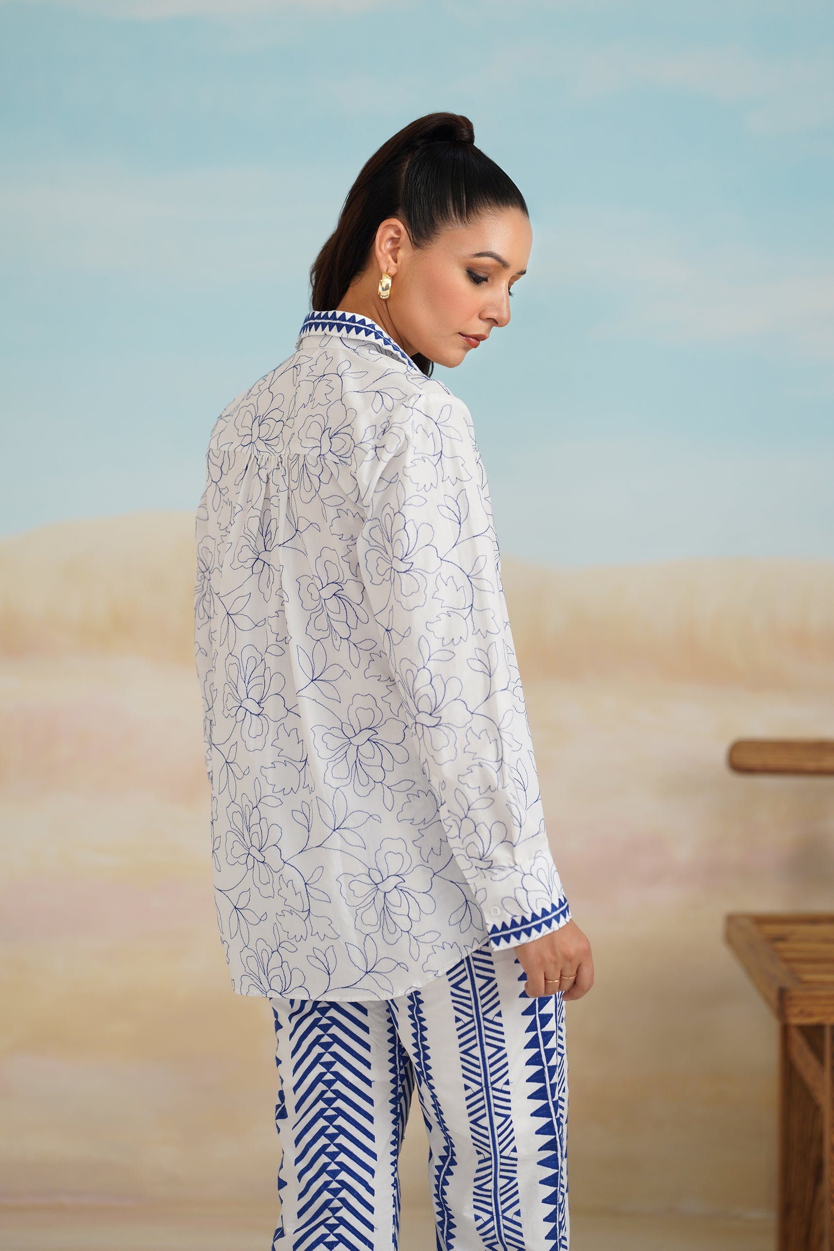 Tanvi Poplon Cotton Embroidered Matching Set - Neetika Chopra
