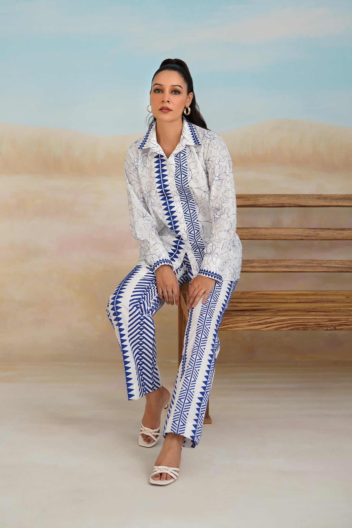 Tanvi Poplon Cotton Embroidered Matching Set - Neetika Chopra
