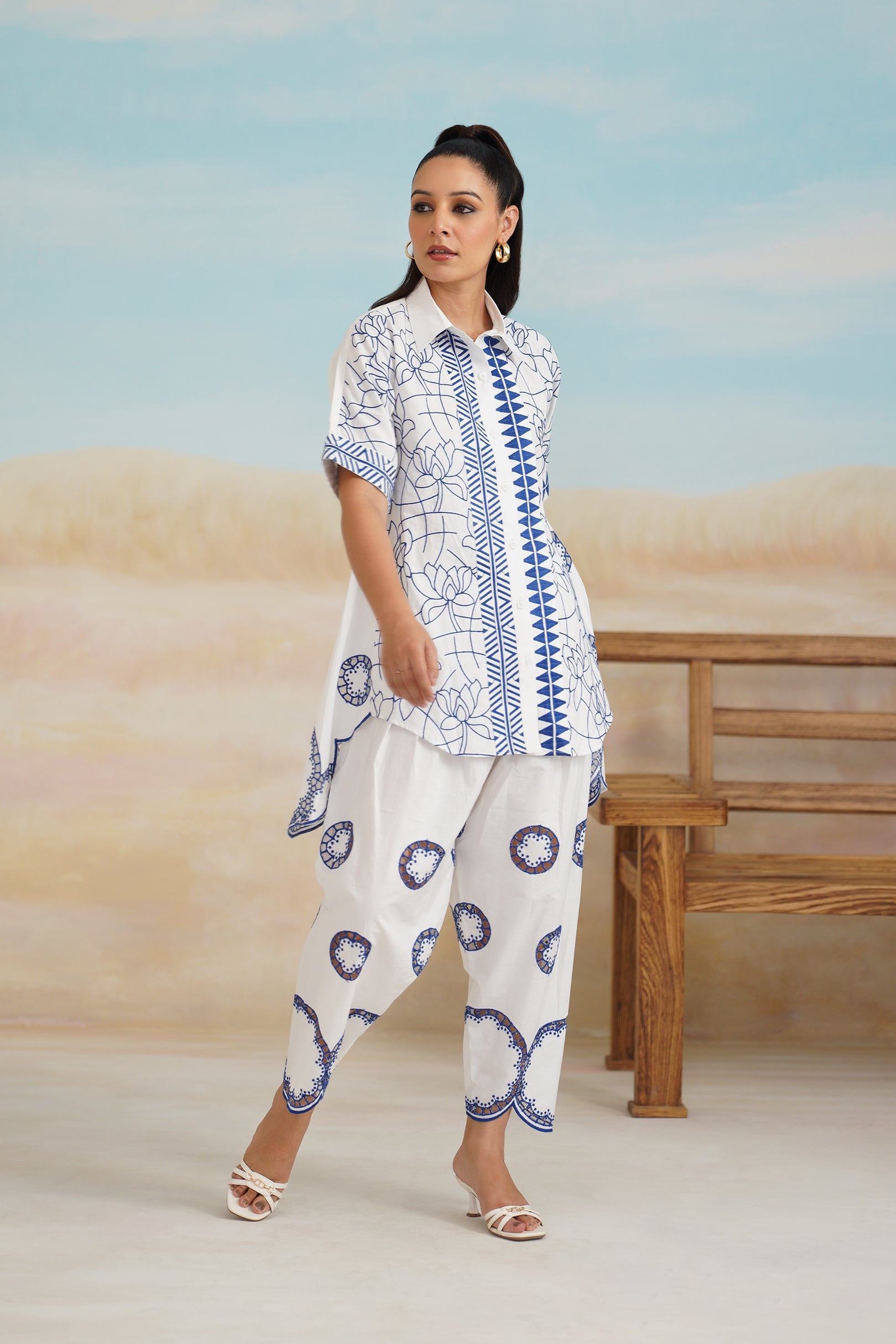 Latika Poplin Cotton Embroidered Matching Set - Neetika Chopra