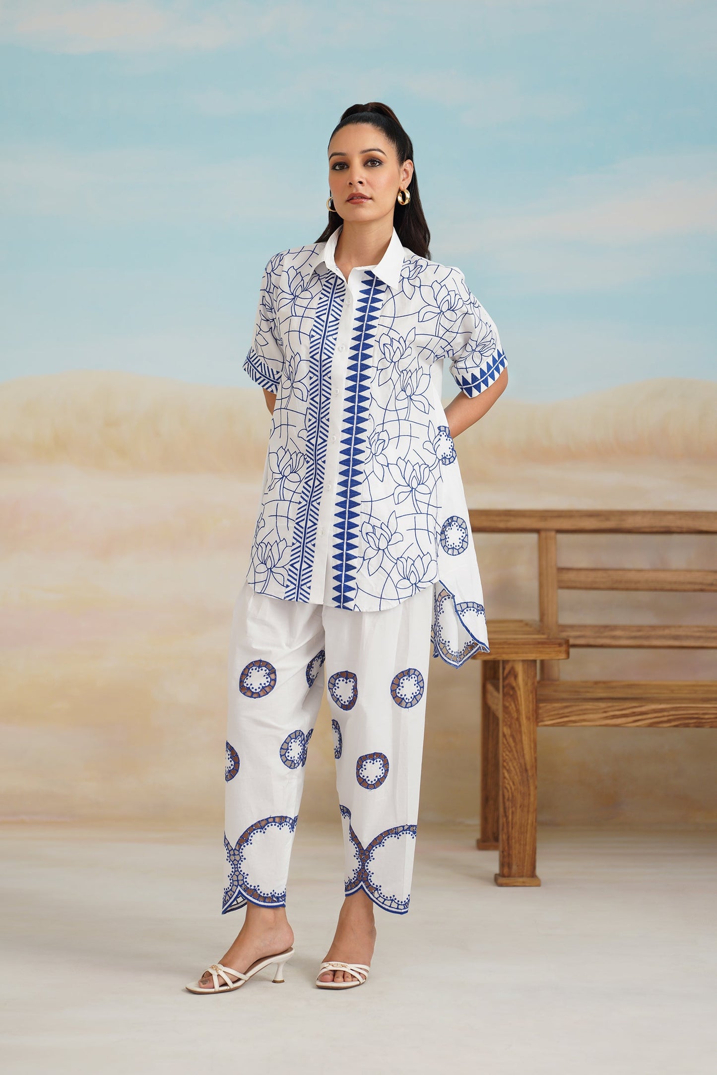 Latika Poplin Cotton Embroidered Matching Set - Neetika Chopra