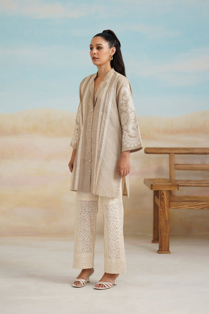 Saanvi Cotton Linen Embroidered Matching Set - Neetika Chopra