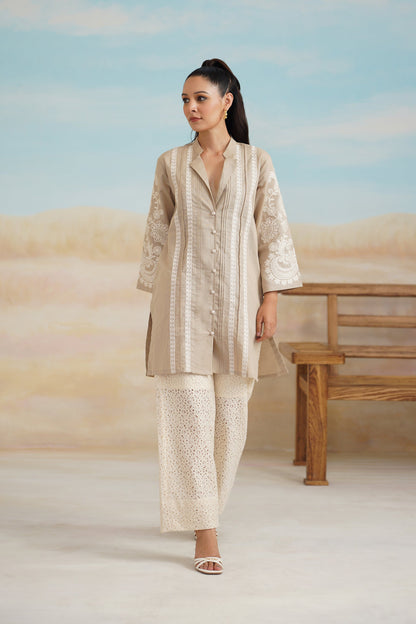 Saanvi Cotton Linen Embroidered Matching Set - Neetika Chopra