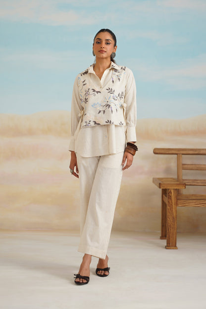 Pearl Natural Cotton Embroidered Matching Set - Neetika Chopra
