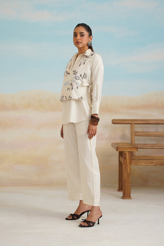 Pearl Natural Cotton Embroidered Matching Set - Neetika Chopra