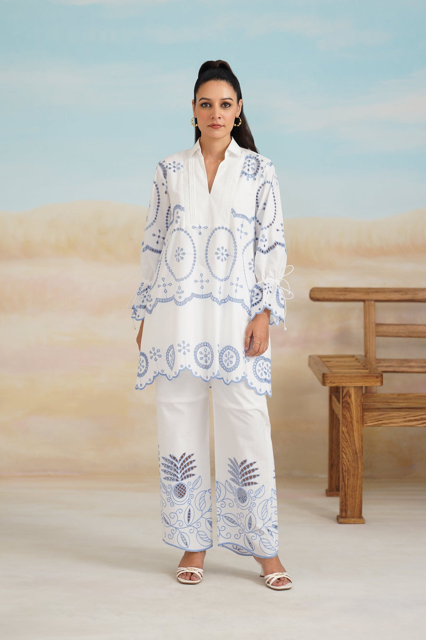 Shreya Poplin Cotton Embroidered Matching Set - Neetika Chopra