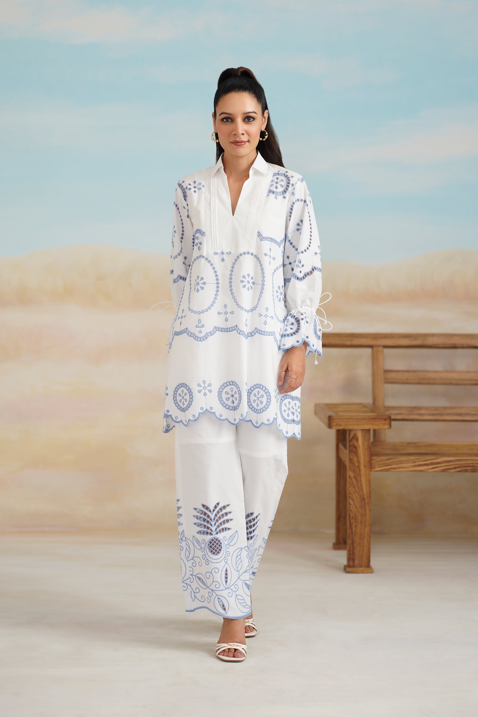 Shreya Poplin Cotton Embroidered Matching Set - Neetika Chopra
