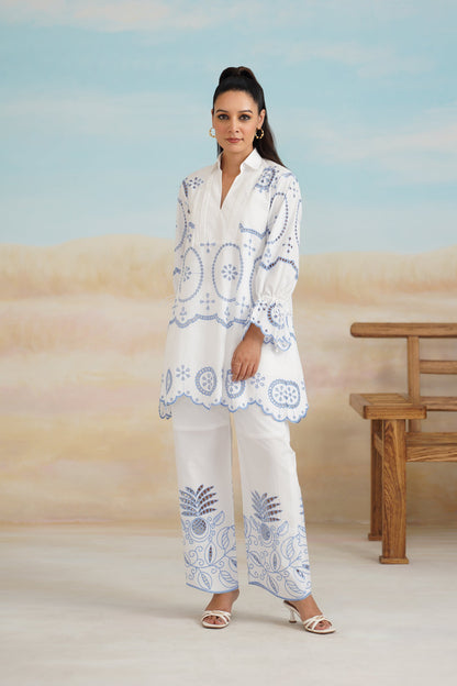 Shreya Poplin Cotton Embroidered Matching Set - Neetika Chopra
