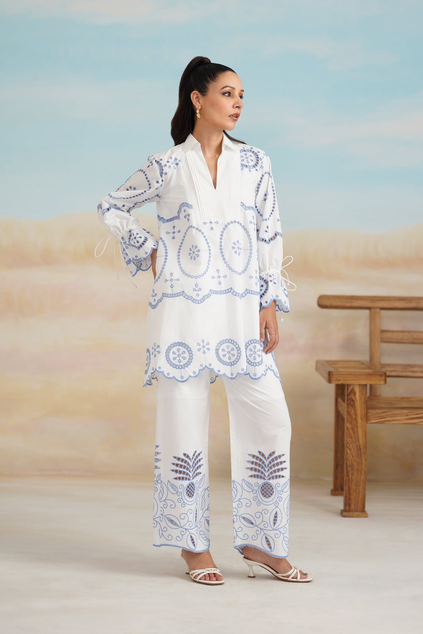 Shreya Poplin Cotton Embroidered Matching Set - Neetika Chopra