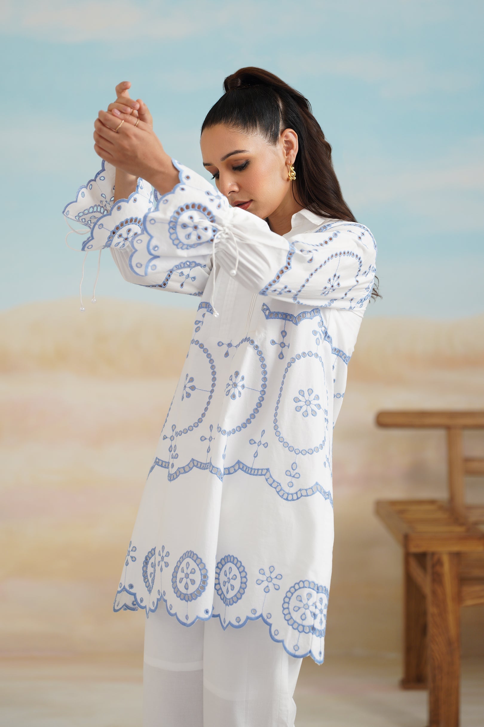 Shreya Poplin Cotton Embroidered Matching Set - Neetika Chopra