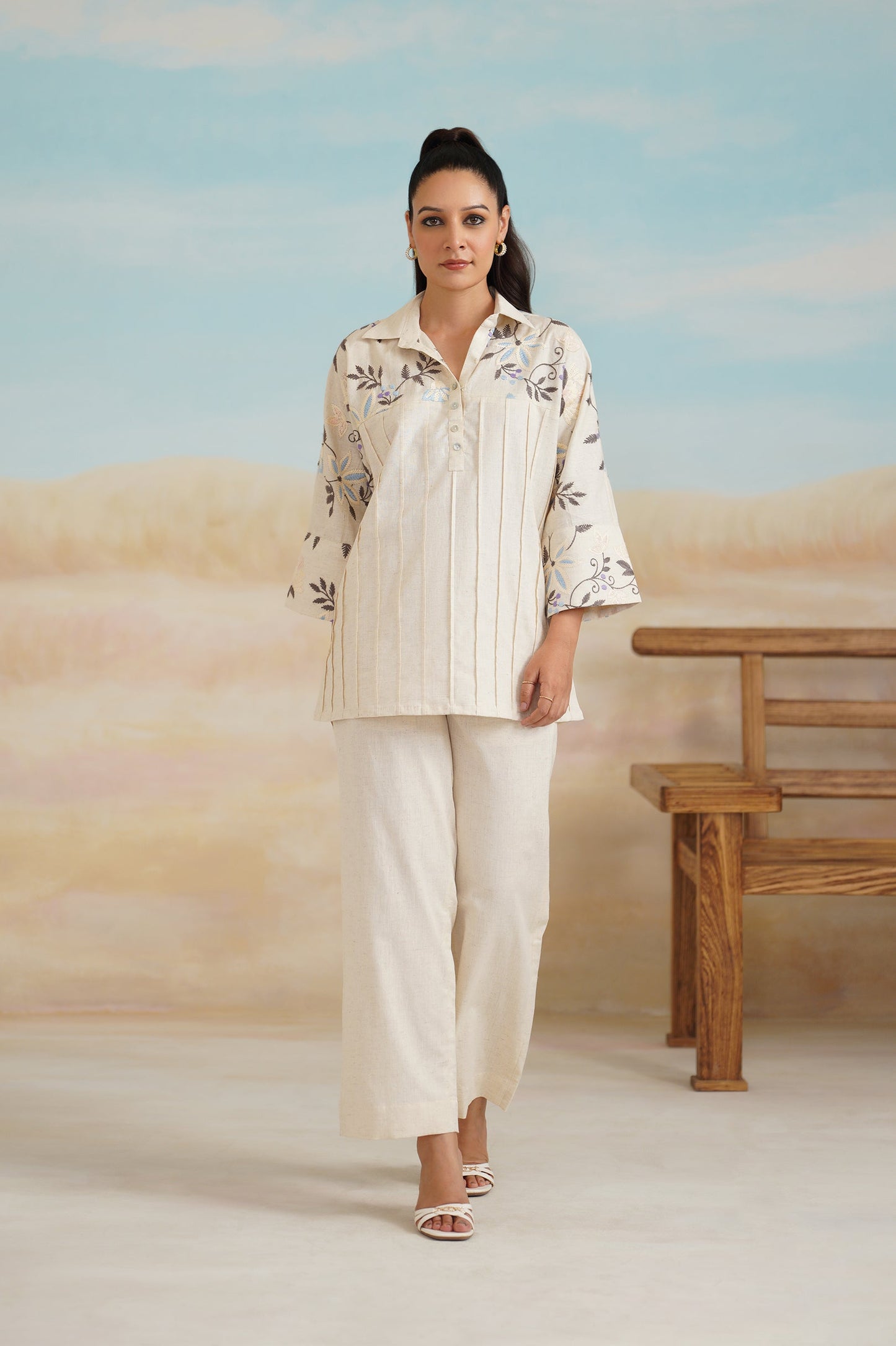 Naina Natural Cotton Embroidered Matching Set - Neetika Chopra