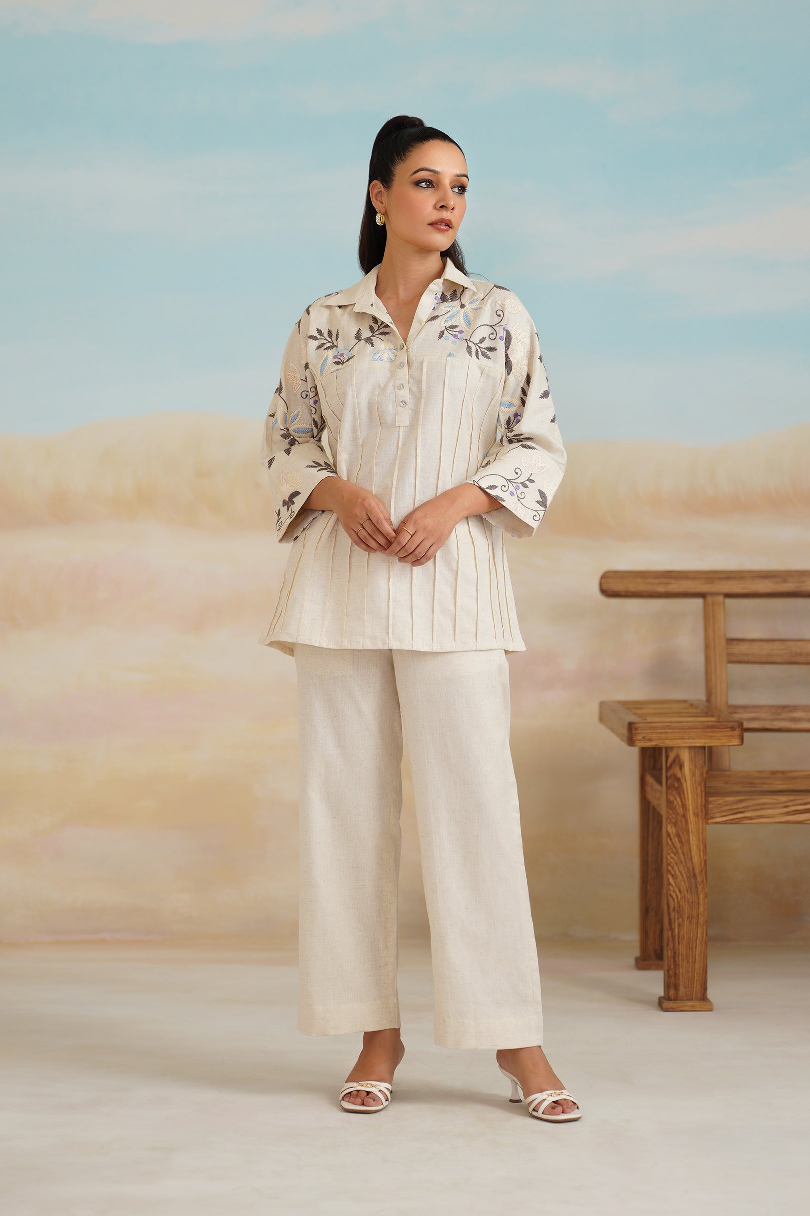 Naina Natural Cotton Embroidered Matching Set - Neetika Chopra