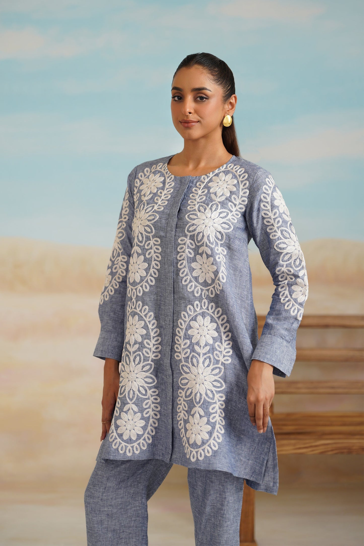 Maya Pure Linen Embroidered Top - Neetika Chopra