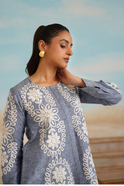 Maya Pure Linen Embroidered Top - Neetika Chopra
