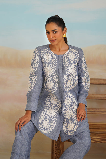 Maya Pure Linen Embroidered Top - Neetika Chopra