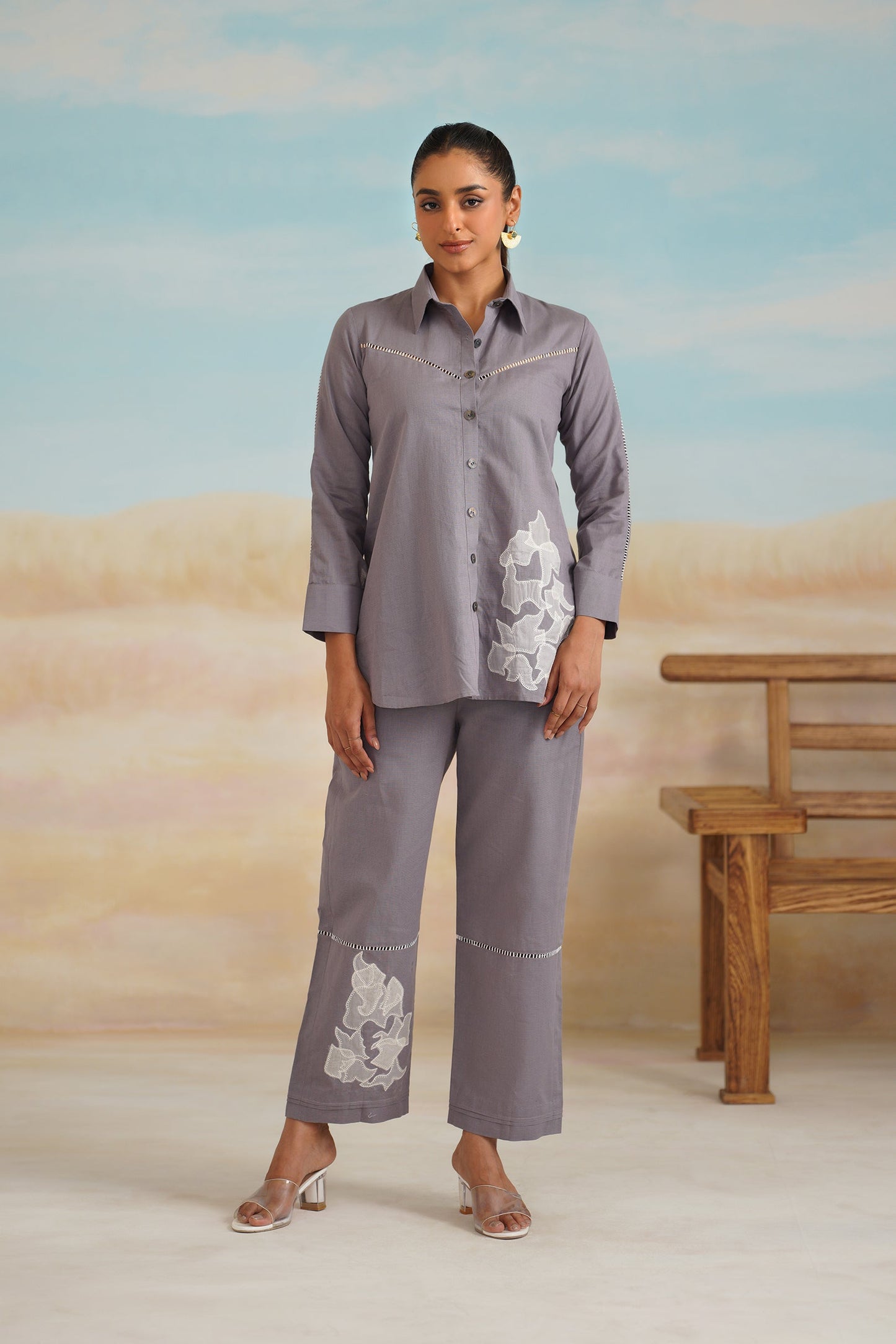 Celine Cotton Linen Hand Embroidered Matching Set - Neetika Chopra