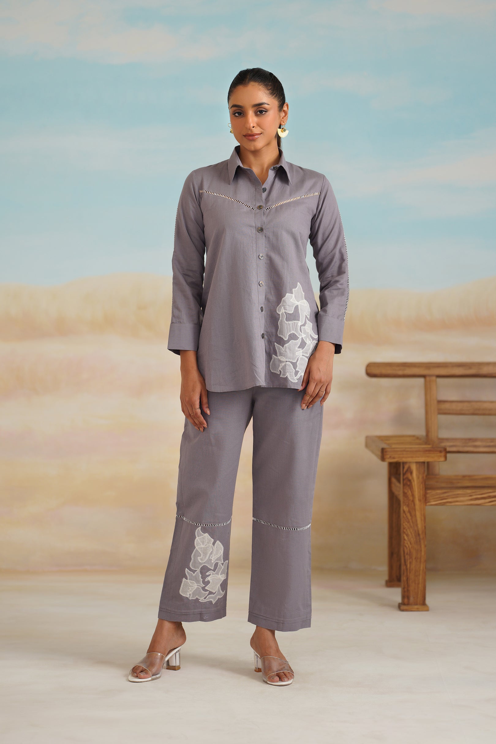Celine Cotton Linen Hand Embroidered Matching Set - Neetika Chopra