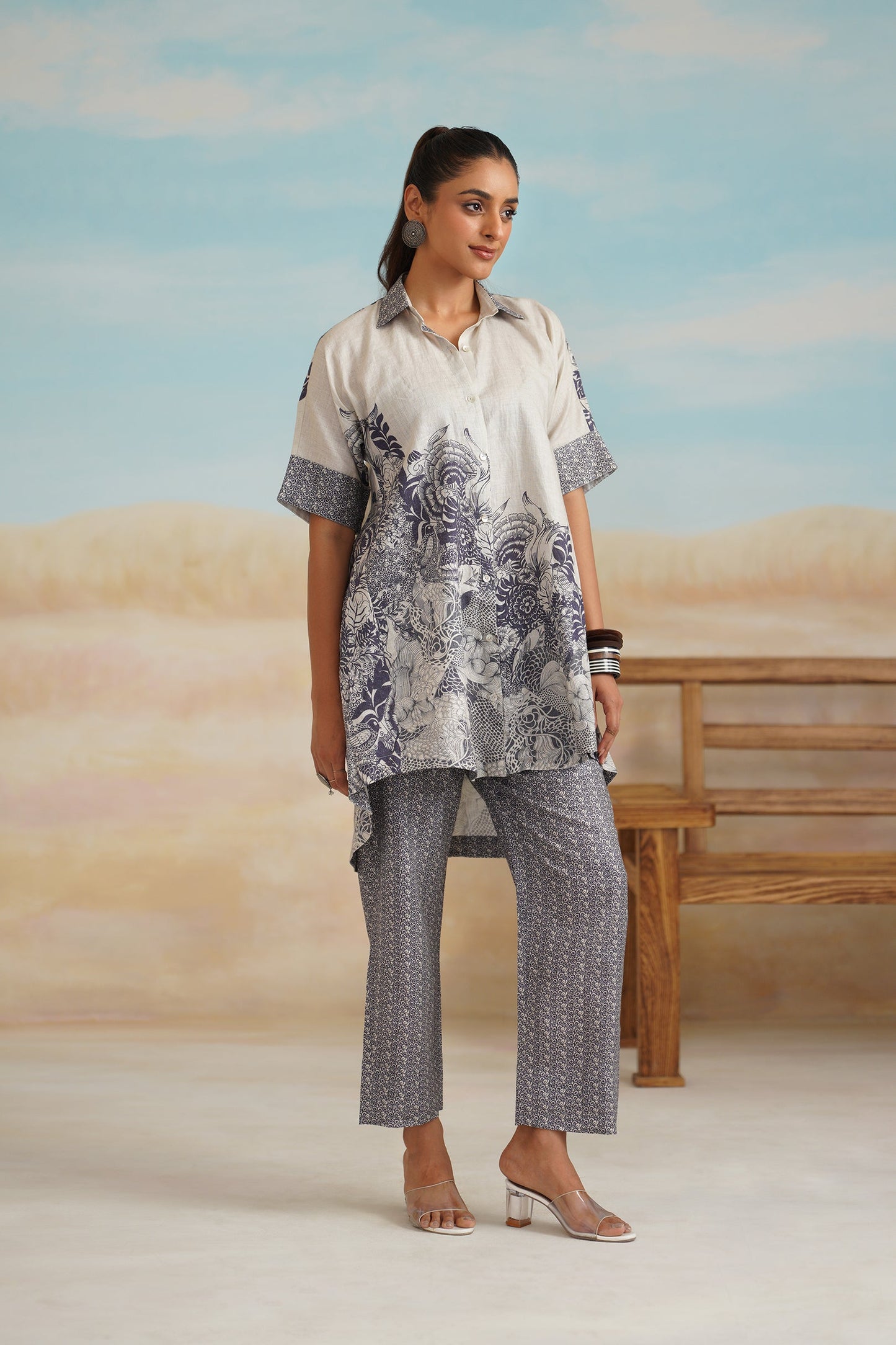 Helen Pure Linen Printed Matching Set - Neetika Chopra