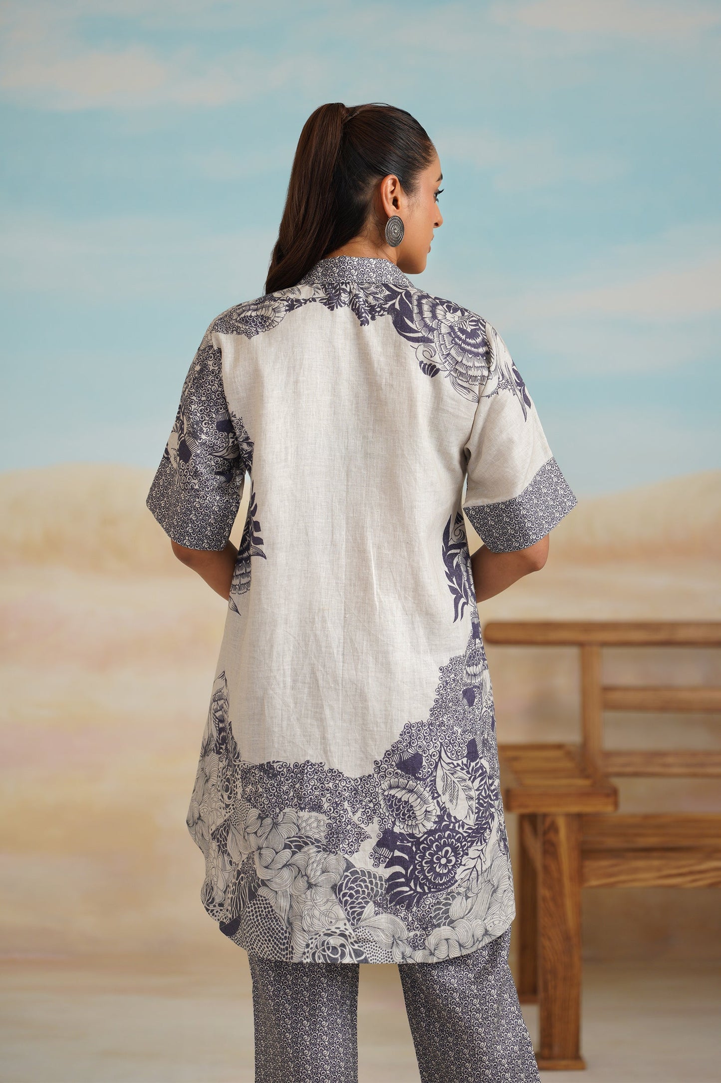 Helen Pure Linen Printed Top - Neetika Chopra