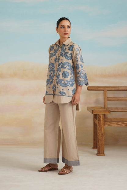 Zermin Cotton Linen Embroidered Matching Set - Neetika Chopra