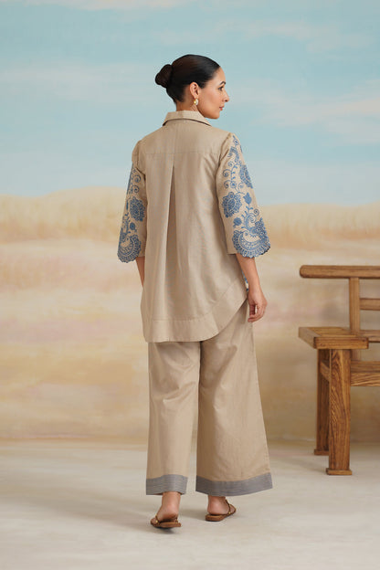 Zermin Cotton Linen Embroidered Matching Set - Neetika Chopra