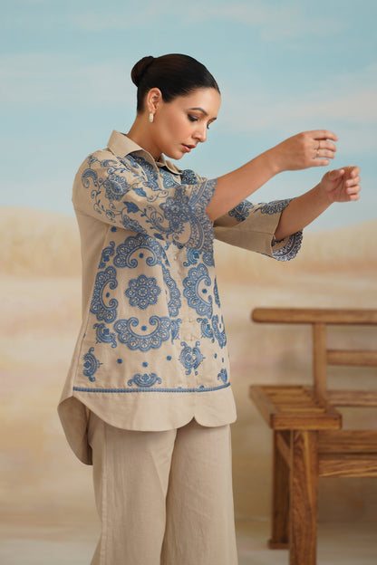 Zermin Cotton Linen Embroidered Matching Set - Neetika Chopra